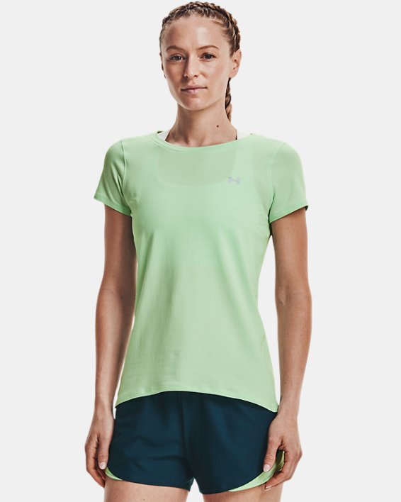 Women's HeatGear® Armour Short Sleeve, Green, pdpMainDesktop image number 0